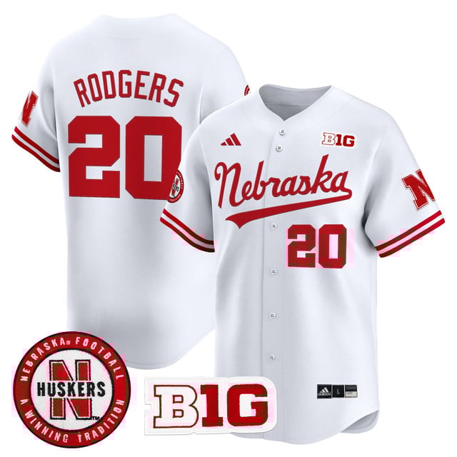 Men's Nebraska Cornhuskers 2025 Vapor Baseball Jersey white #20 Johnny Rodgers