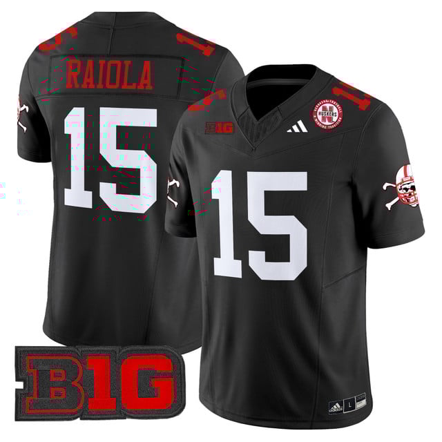 Men's Nebraska Cornhuskers 2025 Vapor Limited Jersey BLACK#15 DYLAN RAIOLA