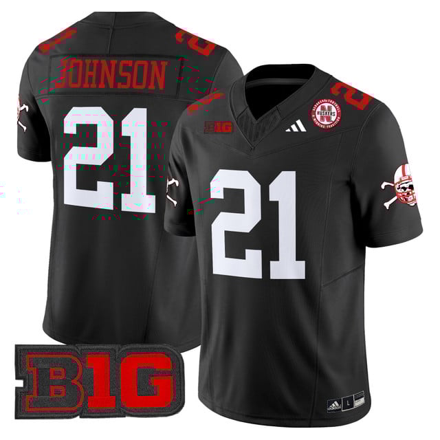 Men's Nebraska Cornhuskers 2025 Vapor Limited Jersey BLACK#21 EMMETT JOHNSON