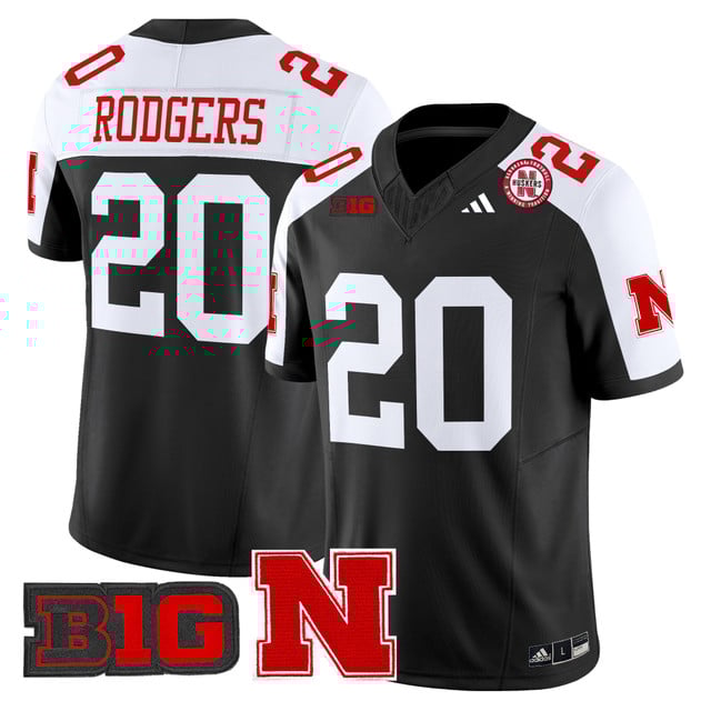 Men's Nebraska Cornhuskers 2025 Vapor Limited Jersey BLACK ALTERNATE#20 JOHNNY RODGERS