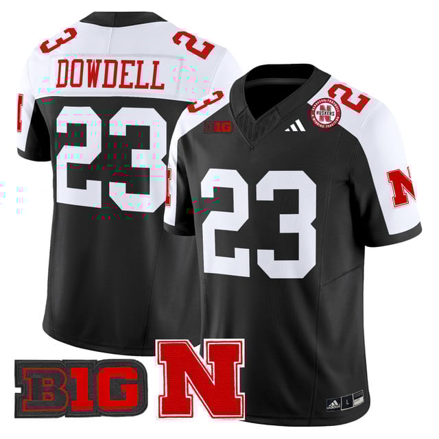 Men's Nebraska Cornhuskers 2025 Vapor Limited Jersey BLACK ALTERNATE#23 DANTE DOWDELL