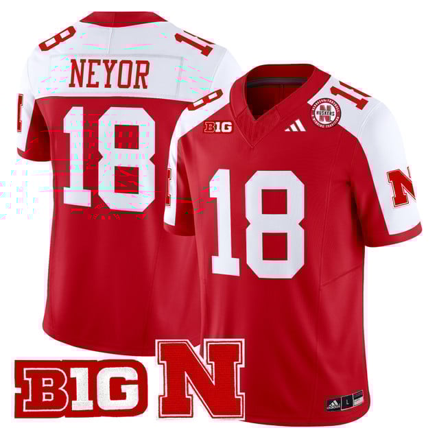 Men's Nebraska Cornhuskers 2025 Vapor Limited Jersey SCARLET ALTERNATE#18 ISAIAH NEYOR