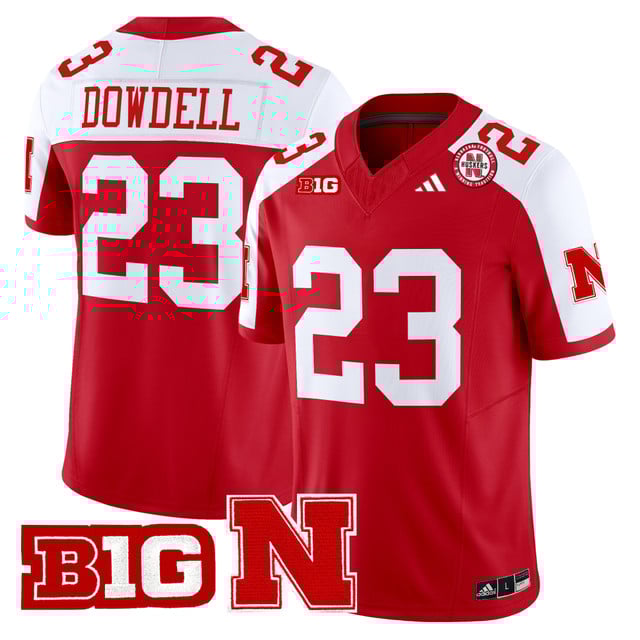 Men's Nebraska Cornhuskers 2025 Vapor Limited Jersey SCARLET ALTERNATE#23 DANTE DOWDELL