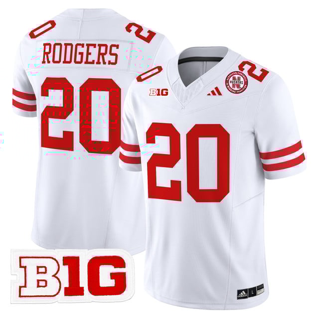 Men's Nebraska Cornhuskers 2025 Vapor Limited Jersey WHITE#20 JOHNNY RODGERS