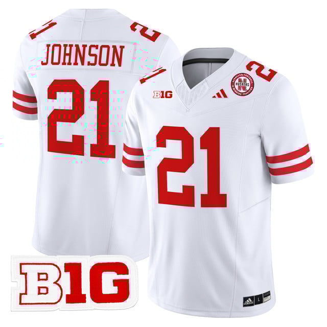 Men's Nebraska Cornhuskers 2025 Vapor Limited Jersey WHITE#21 EMMETT JOHNSON