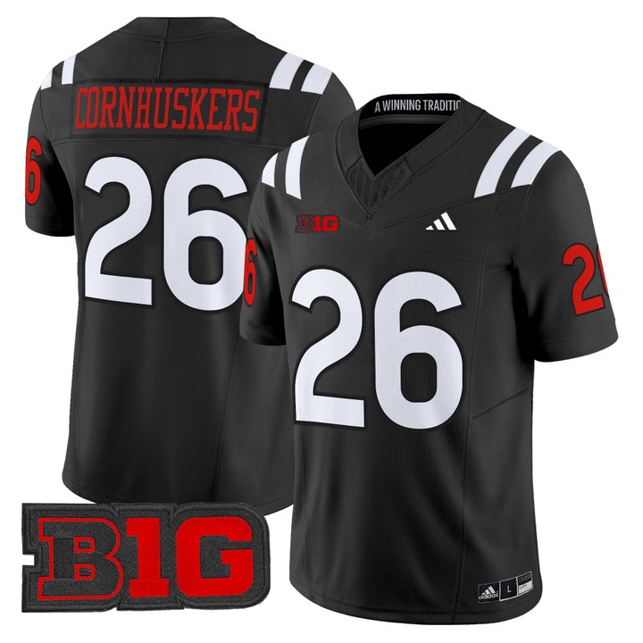 Men's Nebraska Cornhuskers 2026 Vapor Limited Jersey BLACK #26 CORNHUSKERS