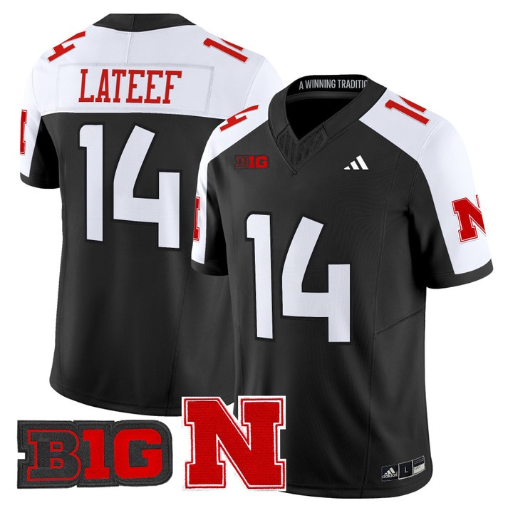 Men's Nebraska Cornhuskers 2026 Vapor Limited Jersey BLACK2 #14 TJ LATEEF