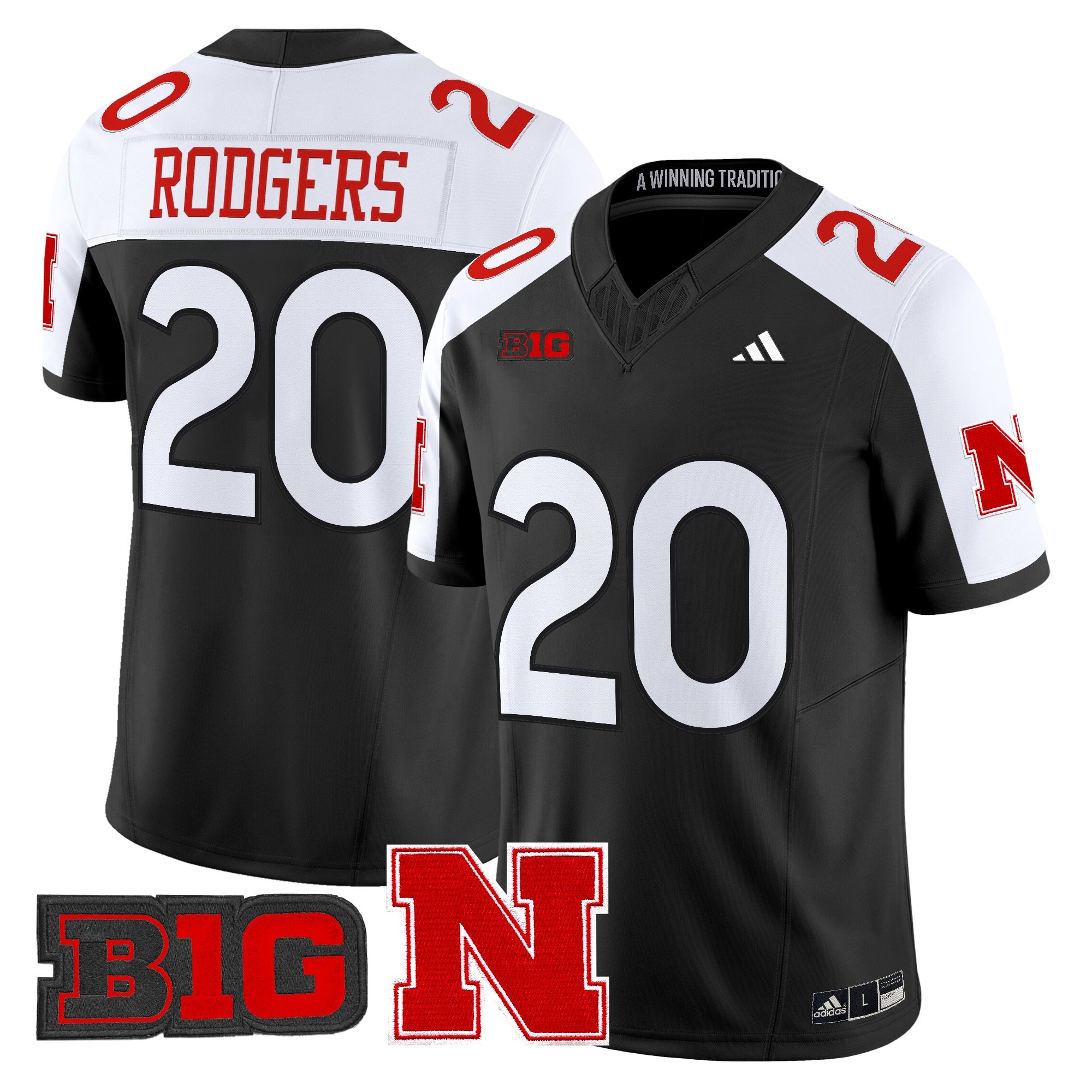 Men's Nebraska Cornhuskers 2026 Vapor Limited Jersey BLACK2 #20 JOHNNY RODGERS