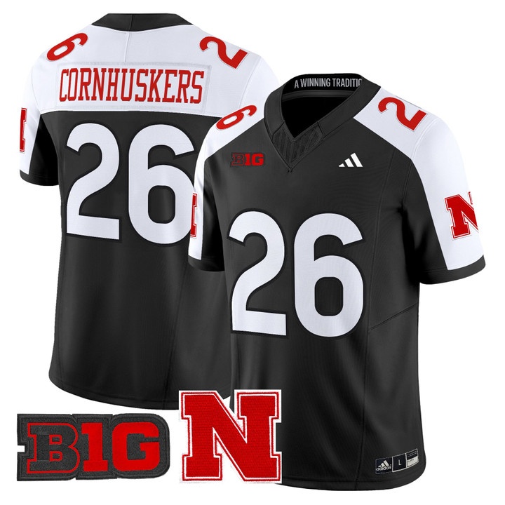Men's Nebraska Cornhuskers 2026 Vapor Limited Jersey BLACK2 #26 CORNHUSKERS