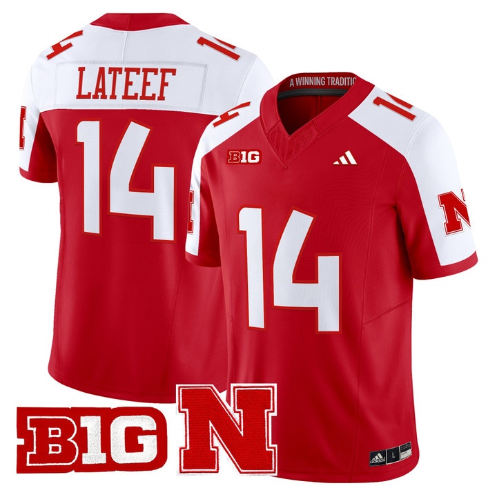 Men's Nebraska Cornhuskers 2026 Vapor Limited Jersey RED2 #14 TJ LATEEF