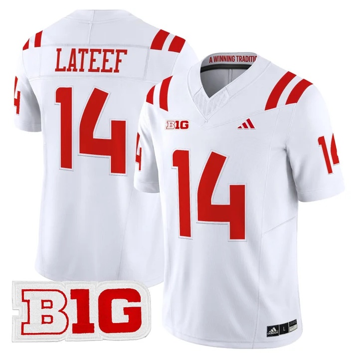 Men's Nebraska Cornhuskers 2026 Vapor Limited Jersey WHITE #14 TJ LATEEF