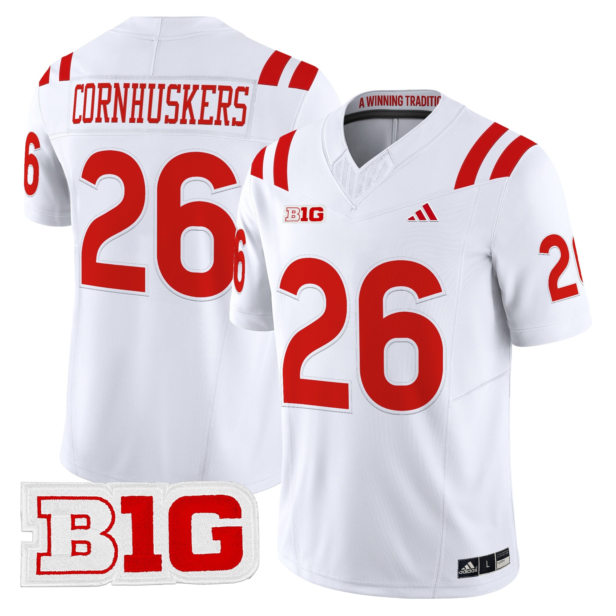 Men's Nebraska Cornhuskers 2026 Vapor Limited Jersey WHITE #26 CORNHUSKERS
