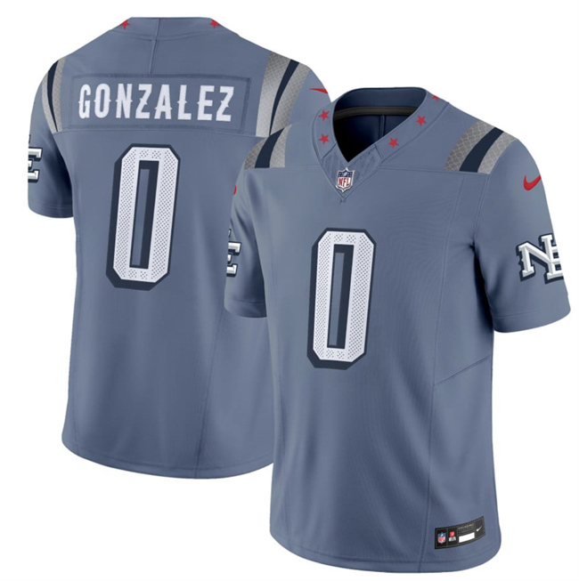 Men's New England Patriots #0 Christian Gonzalez 2025 F.U.S.E. a??Rivalriesa?? Vapor Limited Football Stitched Jersey