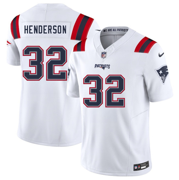 Men's New England Patriots #32 TreVeyon Henderson White 2025 F.U.S.E. Vapor Limited Football Stitched Jersey