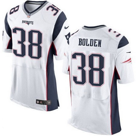Men's New England Patriots #38 Brandon Bolden White Road Stitched NFL Nike Elite Jersey