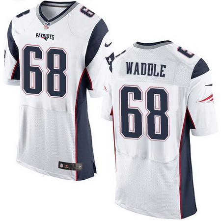 Men's New England Patriots #68 LaAdrian Waddle White Road Stitched NFL Nike Elite Jersey
