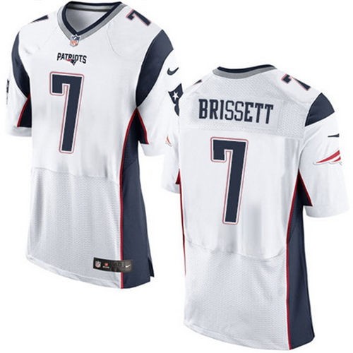 Men's New England Patriots #7 Jacoby Brissett White Road Nike Elite Jersey