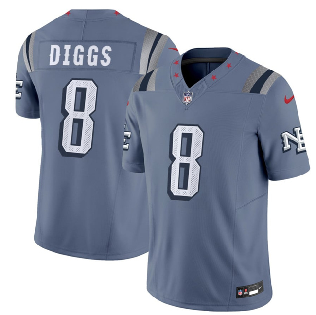 Men's New England Patriots #8 Stefon Diggs 2025 F.U.S.E. a??Rivalriesa?? Vapor Limited Football Stitched Jersey