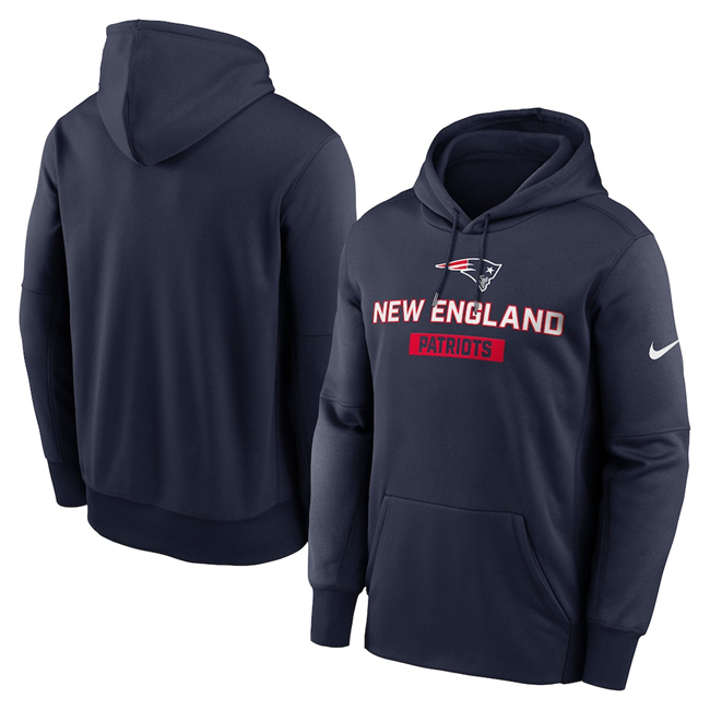 Men's New England Patriots Navy Toss Sweep Performance Pullover Hoodie