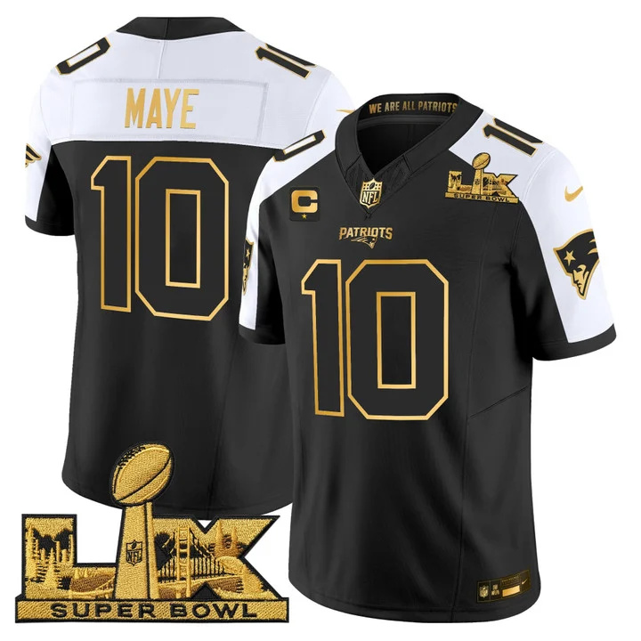 Men's New England Patriots Super Bowl LX Gold Vapor Limited Jersey ALTERNATE#10 DRAKE MAYE