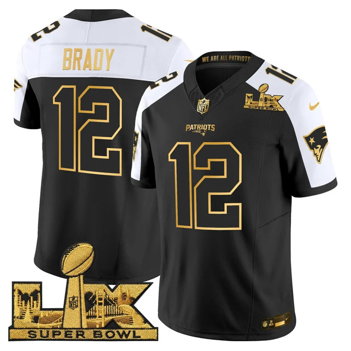 Men's New England Patriots Super Bowl LX Gold Vapor Limited Jersey ALTERNATE#12 TOM BRADY