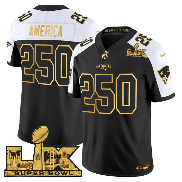 Men's New England Patriots Super Bowl LX Gold Vapor Limited Jersey ALTERNATE#250 AMERICA