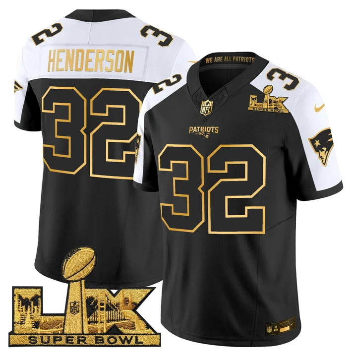 Men's New England Patriots Super Bowl LX Gold Vapor Limited Jersey ALTERNATE#32 TREVEYON HENDERSON