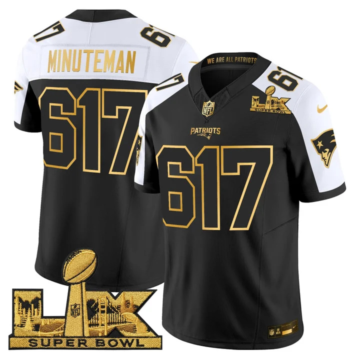 Men's New England Patriots Super Bowl LX Gold Vapor Limited Jersey ALTERNATE#617 MINUTEMAN