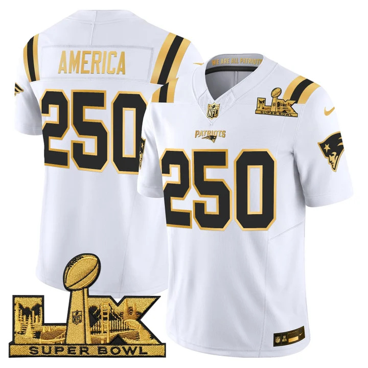 Men's New England Patriots Super Bowl LX Gold Vapor Limited Jersey WHITE GOLD#250 AMERICA