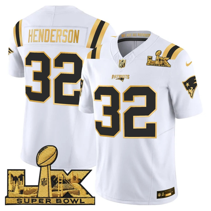 Men's New England Patriots Super Bowl LX Gold Vapor Limited Jersey WHITE GOLD#32 TREVEYON HENDERSON