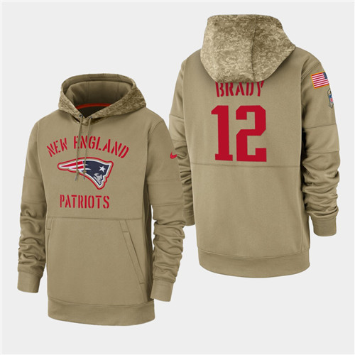 Men's New England Patriots Tom Brady 2019 Salute to Service Sideline Therma Hoodie - Tan
