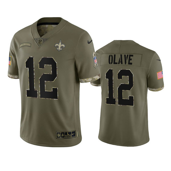 Men's New Orleans Saints #12 Chris Olave Olive 2022 Salute To Service Limited Jersey