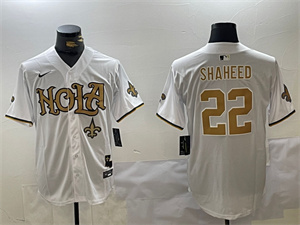 Men's New Orleans Saints #22 Rashid Shaheed White Cool Base Stitched Baseball Jersey