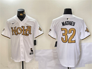 Men's New Orleans Saints #32 Tyrann Mathieu White Cool Base Stitched Baseball Jersey