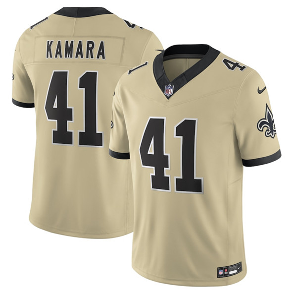 Men's New Orleans Saints #41 Alvin Kamara Gold 2025 F.U.S.E. Alternate Vapor Limited Football Stitched Jersey