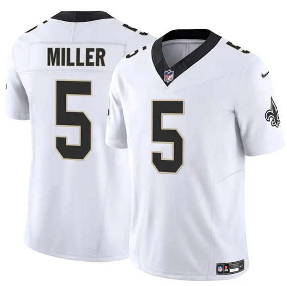 Men's New Orleans Saints #5 Kendre Miller White 2025 F.U.S.E Vapor Limited Football Stitched Jersey