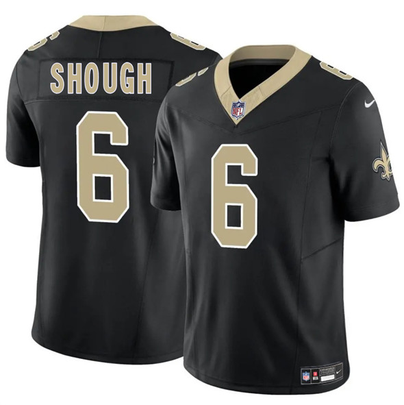 Men's New Orleans Saints #6 Tyler Shough Black 2025 Draft F.U.S.E. Vapor Limited Football Stitched Jersey