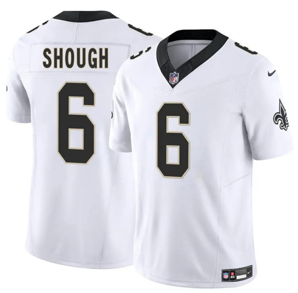 Men's New Orleans Saints #6 Tyler Shough White 2025 Draft F.U.S.E. Vapor Limited Football Stitched Jersey