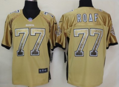 Men's New Orleans Saints #77 Willie Roaf 2013 Nike Drift Fashion Gold Elite Jersey