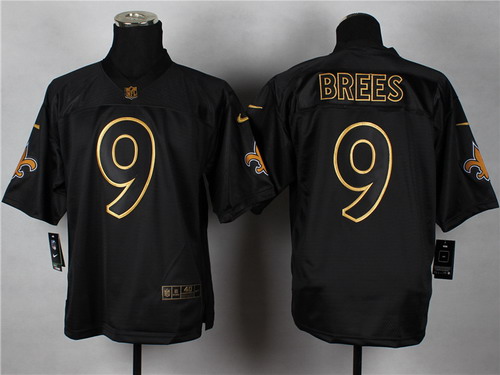 Men's New Orleans Saints #9 Drew Brees 2014 PRO Gold Lettering Nike Fashion Jerseys