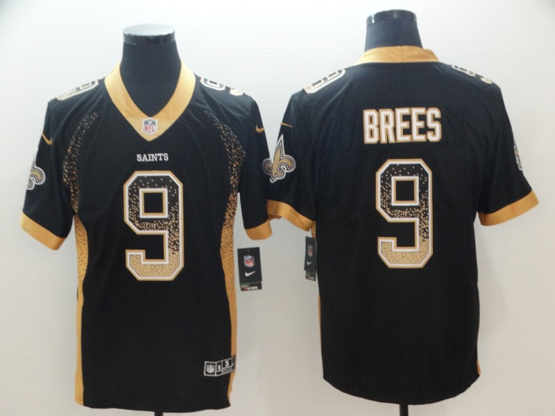 Men's New Orleans Saints #9 Drew Brees Black Nike Drift Fashion Limited Jersey