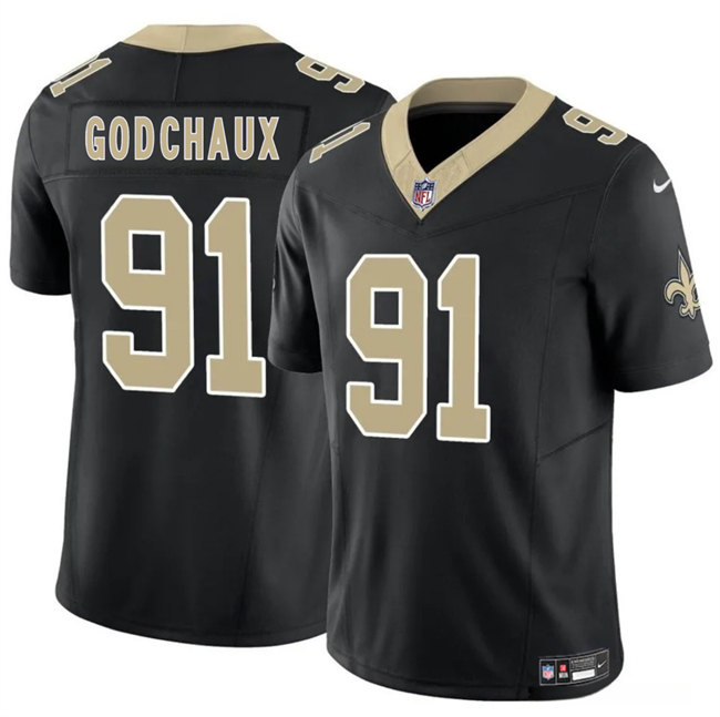 Men's New Orleans Saints #91 Davon Godchaux Black F.U.S.E. Vapor Limited Football Stitched Jersey