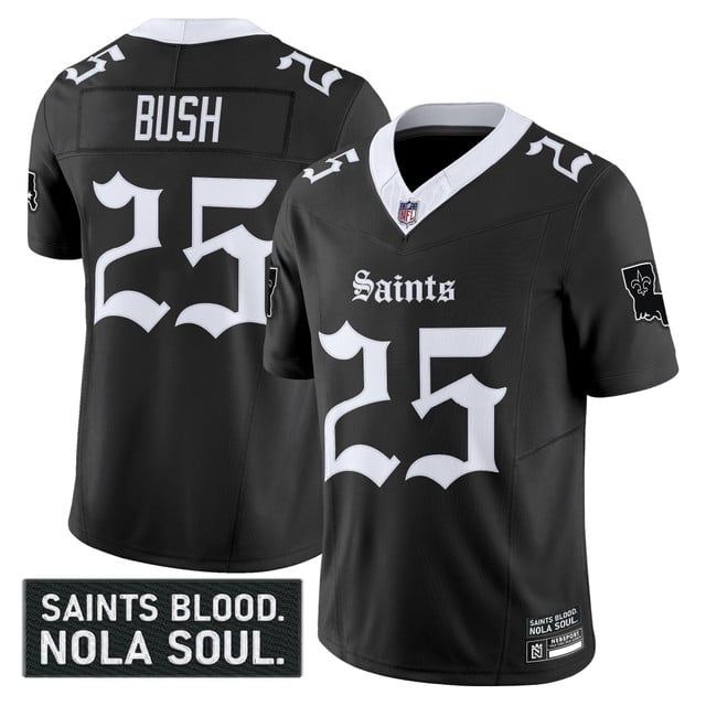 Men's New Orleans Saints 'Gothic Vieux Carré Edition' Vapor Jersey - All Stitched Black Reggie Bush