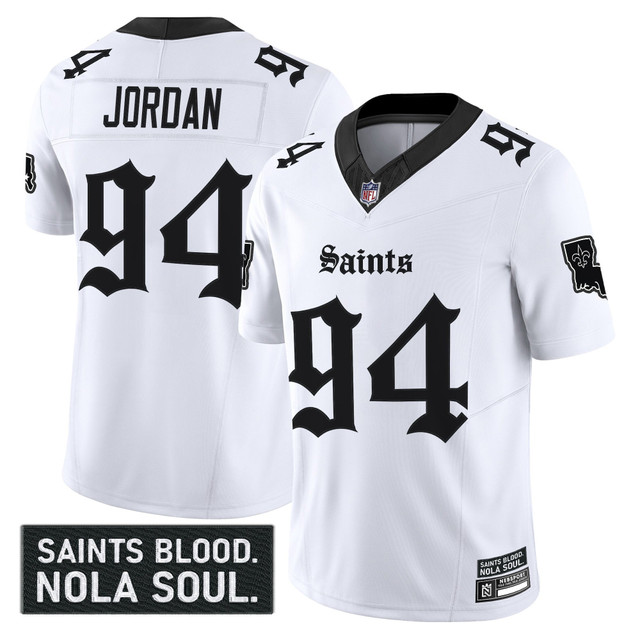 Men's New Orleans Saints 'Gothic Vieux Carré Edition' Vapor Jersey - All Stitched White Cameron Jordan