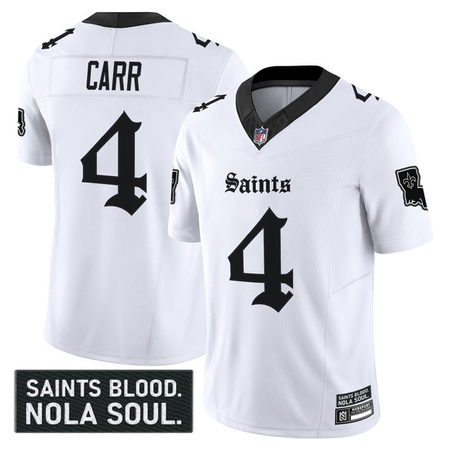 Men's New Orleans Saints 'Gothic Vieux Carré Edition' Vapor Jersey - All Stitched White Derek Carr