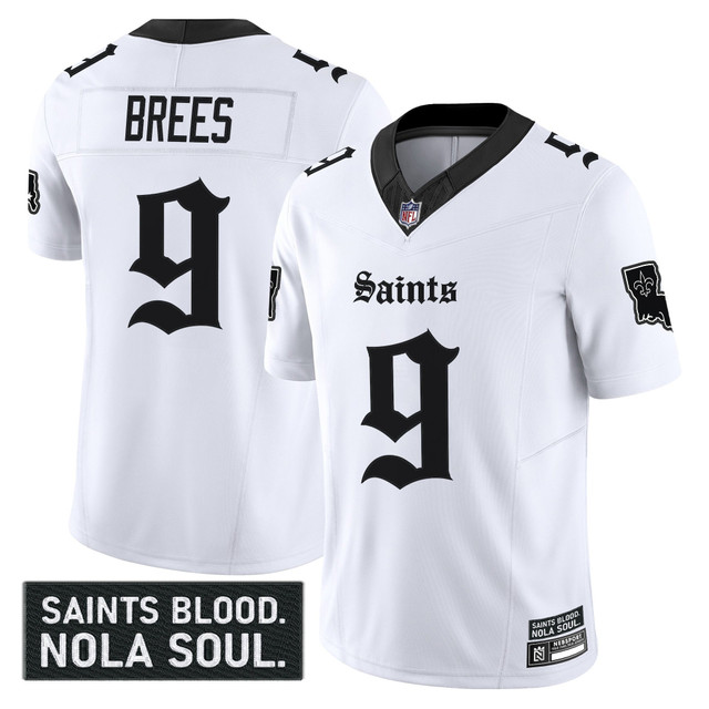 Men's New Orleans Saints 'Gothic Vieux Carré Edition' Vapor Jersey - All Stitched White Drew Brees