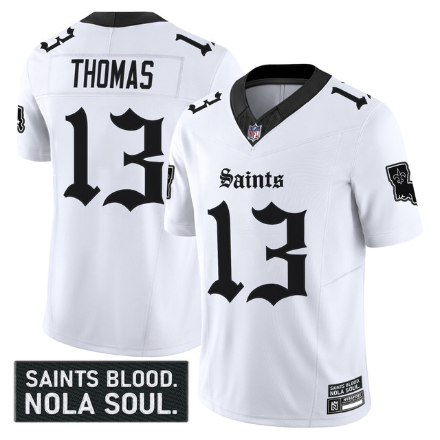 Men's New Orleans Saints 'Gothic Vieux Carré Edition' Vapor Jersey - All Stitched White Michael Thomas