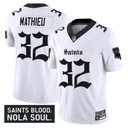 Men's New Orleans Saints 'Gothic Vieux Carré Edition' Vapor Jersey - All Stitched White Tyrann Mathieu