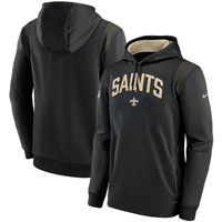 Men's New Orleans Saints Black Sideline Stack Performance Pullover Hoodie 002