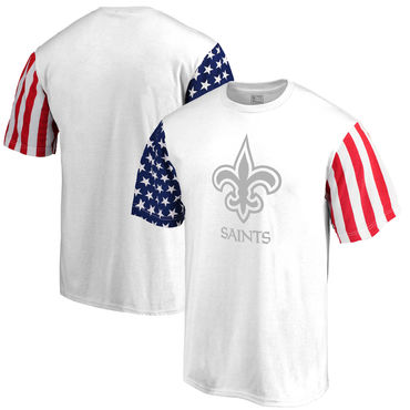 Men's New Orleans Saints NFL Pro Line By Fanatics Branded White Stars & Stripes T-Shirt